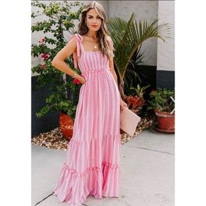 Vici Acoa Smocked Striped Maxi Dress, Size M